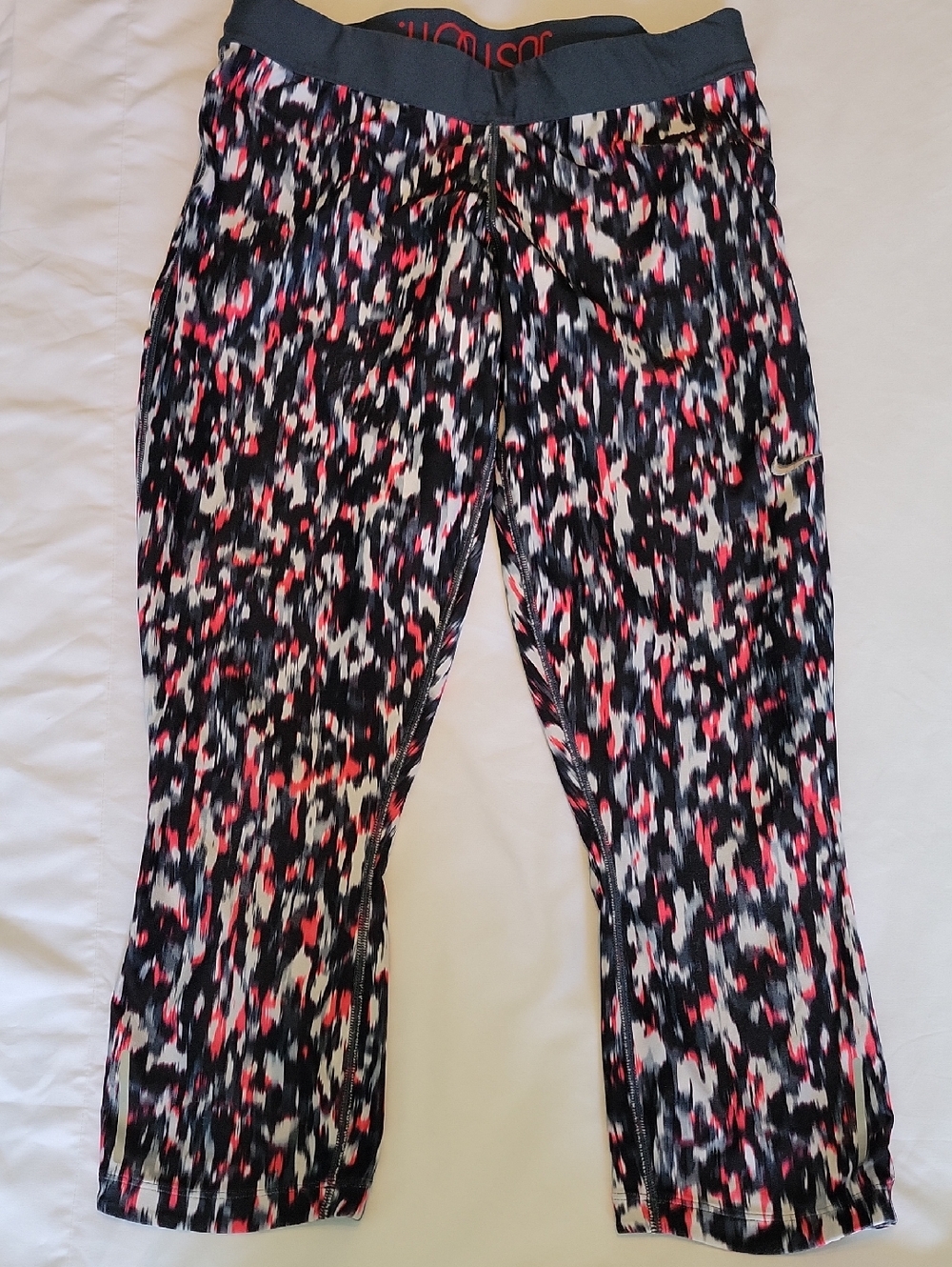 Nike Black White and Pink Printed Track Joggers